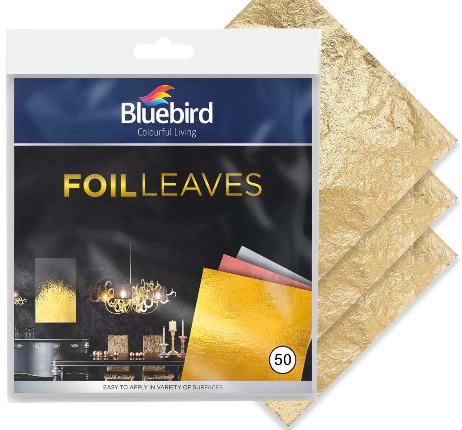 Bluebird Gold Foil 50 Pcs - Imitation Gold Foil Sheets of 5.5" x 5.5", Painting Gilding Crafts Decoration