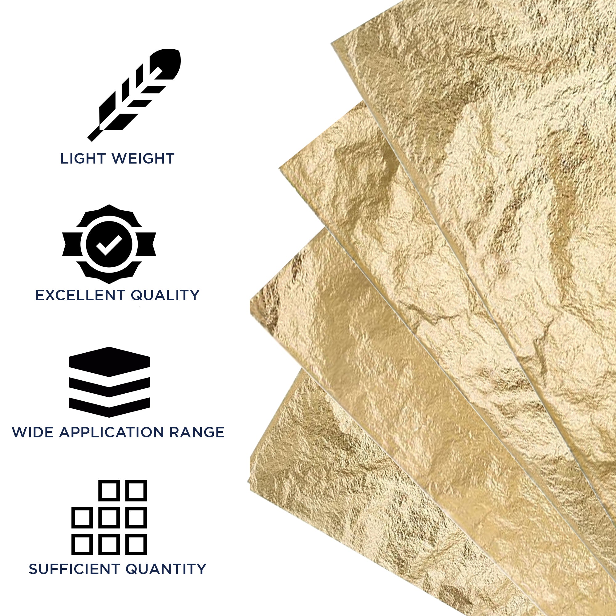 Bluebird Gold Foil 50 Pcs - Imitation Gold Foil Sheets of 5.5" x 5.5", Painting Gilding Crafts Decoration