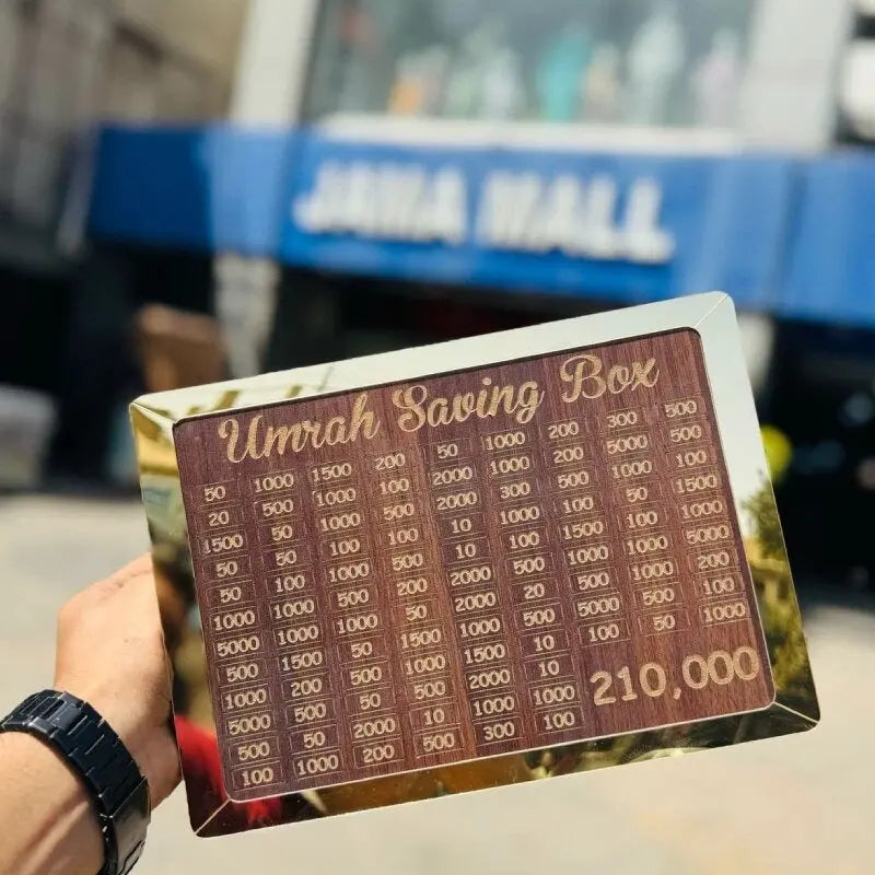 Umrah Saving Box - Wooden Gullak Money Box with Counter Money Saving Box | Gift for Muslims Money Saving Box Artism Store: Unique Art & Creative Supplies