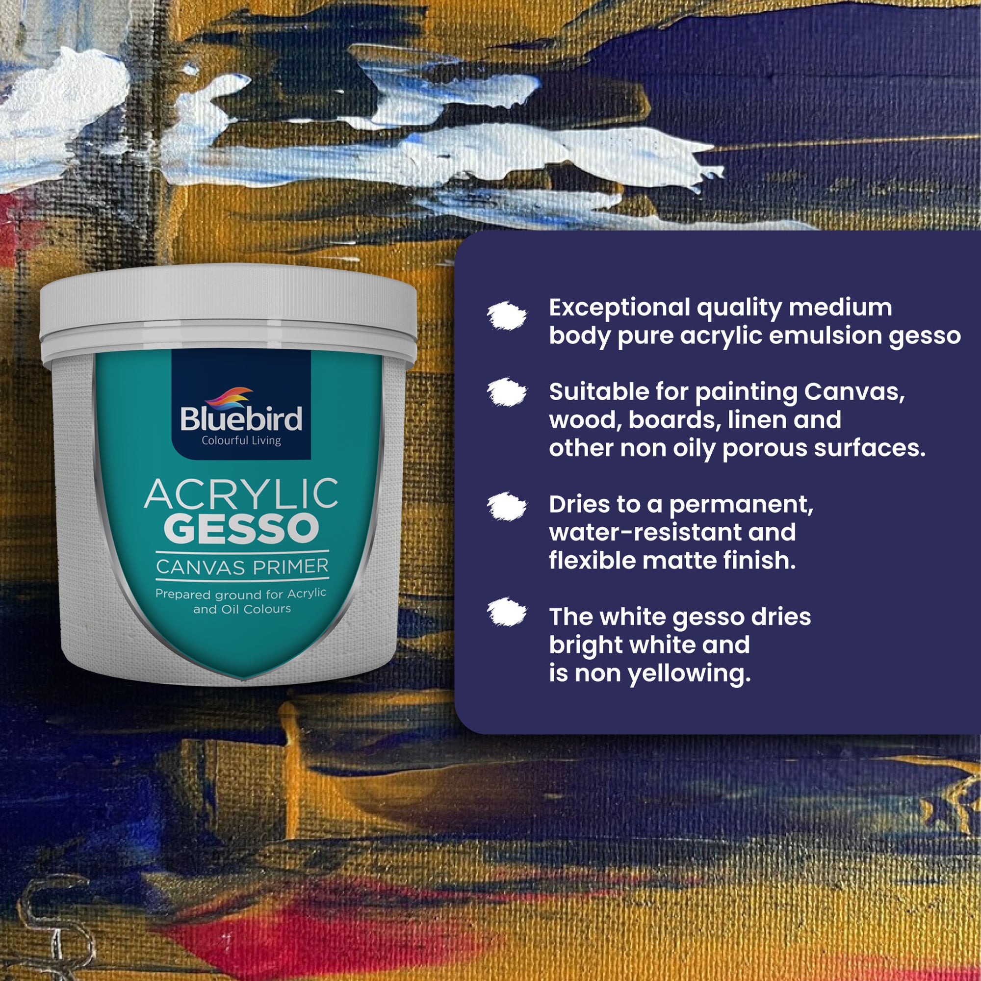 Bluebird Acrylic Gesso for Artists - Primer - White