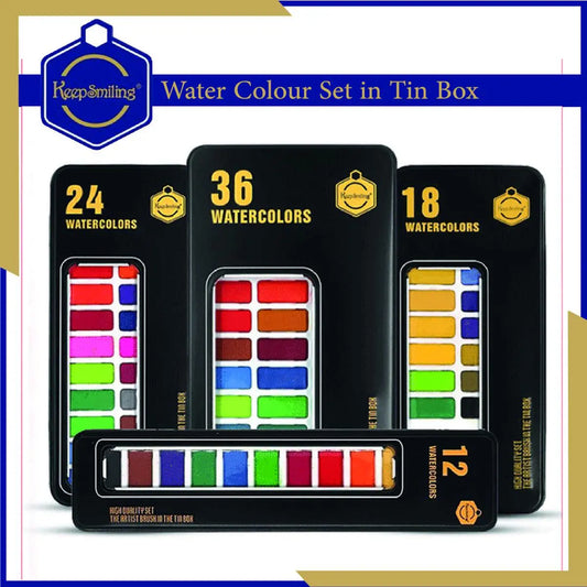 Keep Smiling - 12_, 18_, 24_, 36_ Watercolor Set In Metal Box ARTISM STORE