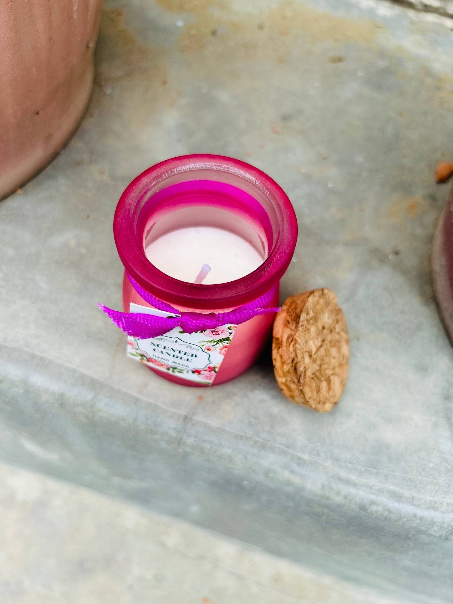 Set of 3 Scented Candle Jars for Ceremony & Gifting with Refreshing Fragrance Pink Colour