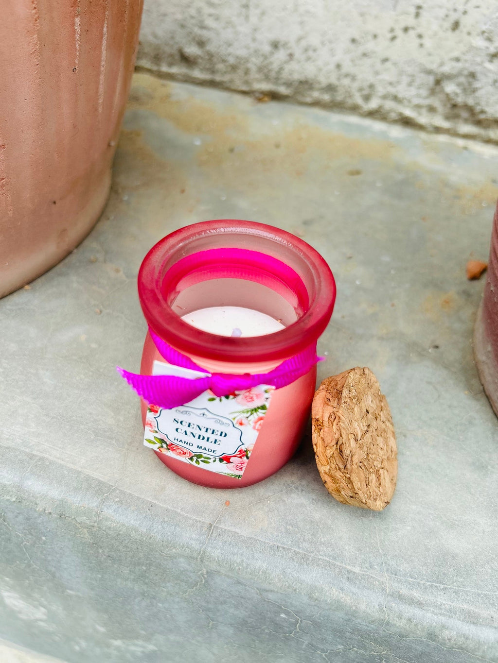 Scented Candle Jars for Ceremony & Gifting with Refreshing Fragrance Pink Colour