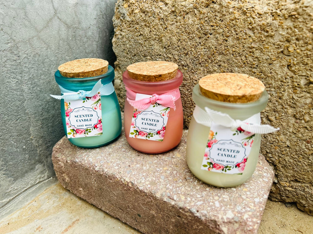 Set of 3 Scented Candle Jars for Ceremony & Gifting with Refreshing Fragrance Pink Colour