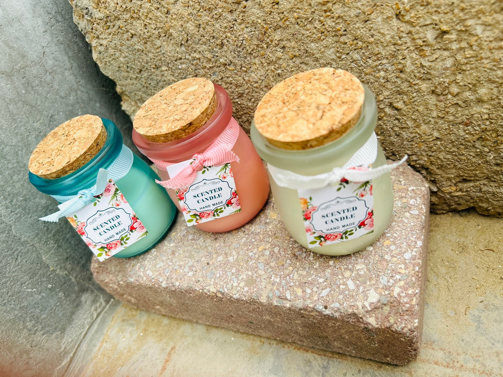 Set of 3 Scented Candle Jars for Ceremony & Gifting with Refreshing Fragrance Pink Colour