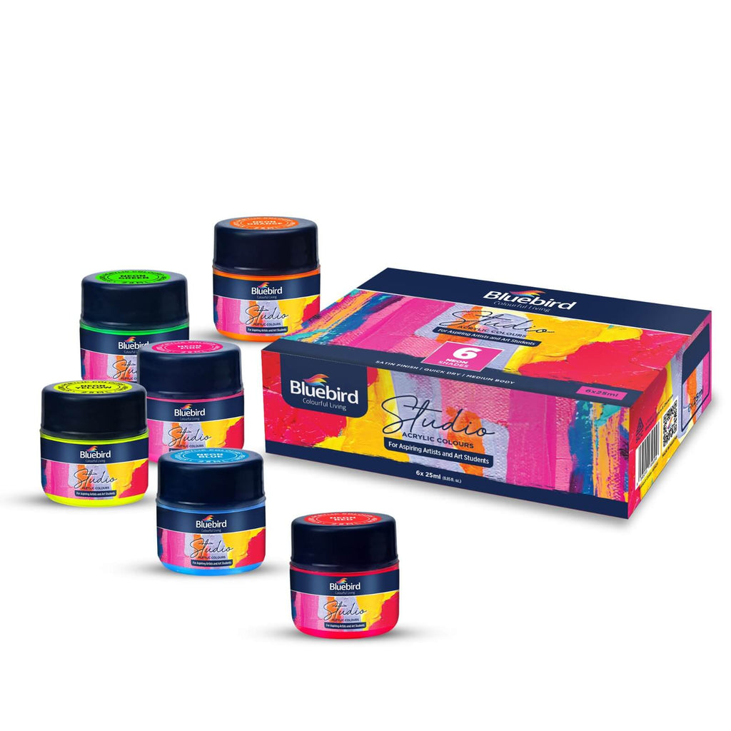 Studio Acrylic Colours - 25 ml - Set of 6 Neon Shades