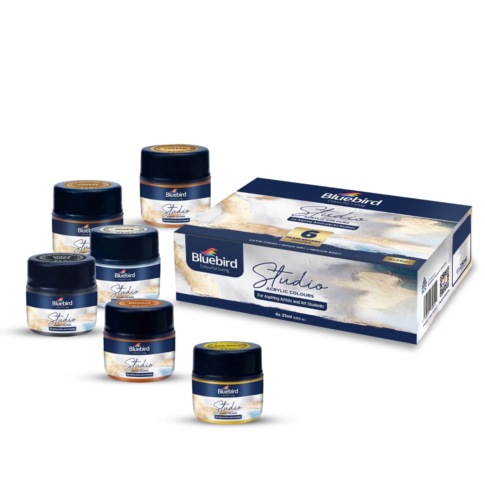 Studio Acrylic Colours - 25 ml - Set of 6 Pearlescent Shades